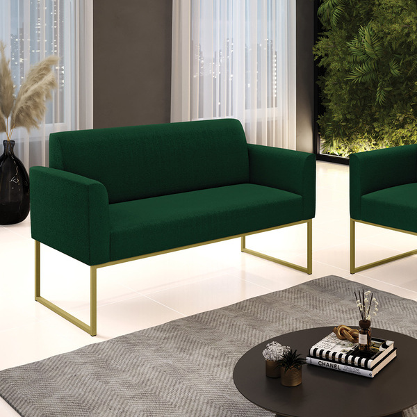 Sofá 2 Lugares Namoradeira Industrial Dourado Marisa Bouclê D