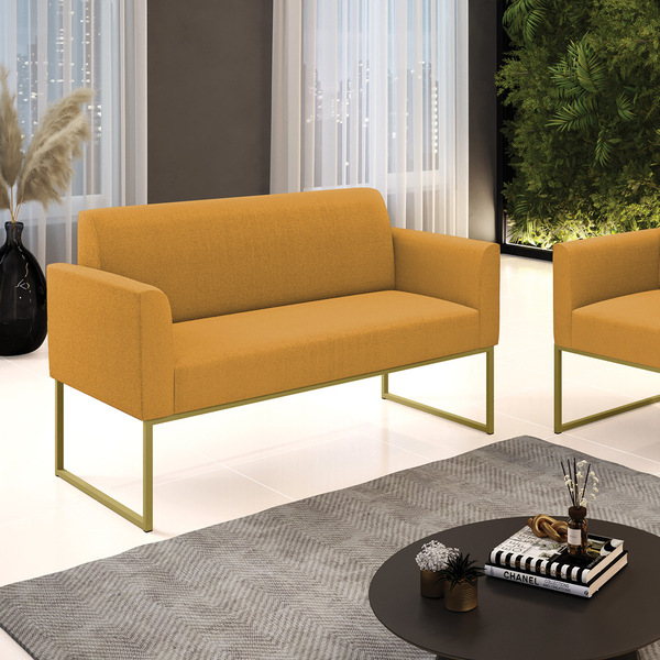 Sofá 2 Lugares Namoradeira Industrial Dourado Marisa Bouclê M