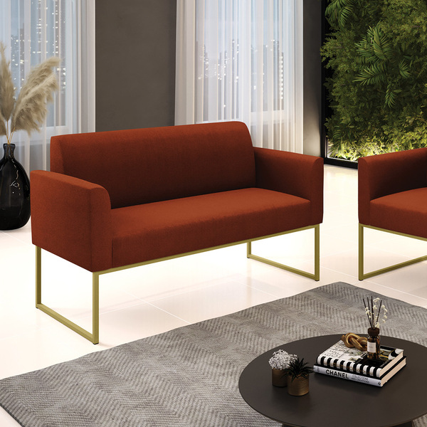 Sofá 2 Lugares Namoradeira Industrial Dourado Marisa Bouclê T