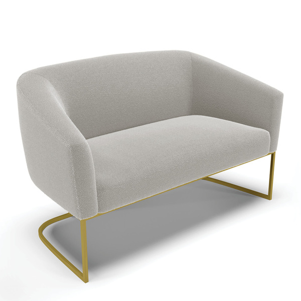 Sofá 2 Lugares Namoradeira Industrial Dourado Stella Bouclê C