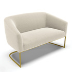 Sofá 2 Lugares Namoradeira Industrial Dourado Stella Bouclê D