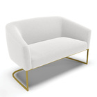 Sofá 2 Lugares Namoradeira Industrial Dourado Stella Bouclê D