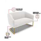 Sofá 2 Lugares Namoradeira Industrial Dourado Stella Bouclê D