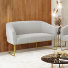 Sofá 2 Lugares Namoradeira Industrial Dourado Stella Bouclê D