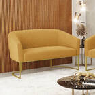 Sofá 2 Lugares Namoradeira Industrial Dourado Stella Bouclê D