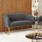 Sofá 2 Lugares Namoradeira Industrial Dourado Stella Bouclê G