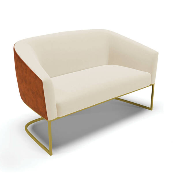 Sofá 2 Lugares Namoradeira Industrial Dourado Stella Noz/linh