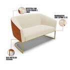 Sofá 2 Lugares Namoradeira Industrial Dourado Stella Noz/linh