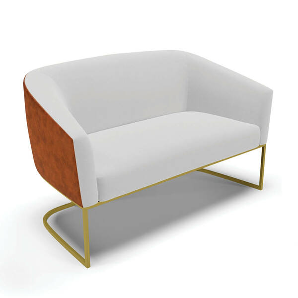 Sofá 2 Lugares Namoradeira Industrial Dourado Stella Noz/linh