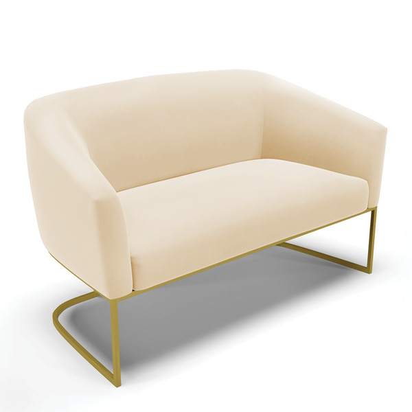 Sofá 2 Lugares Namoradeira Industrial Dourado Stella Suede Be