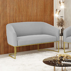 Sofá 2 Lugares Namoradeira Industrial Dourado Stella Suede Ci