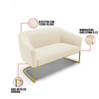 Sofá 2 Lugares Namoradeira Industrial Dourado Stella Veludo D