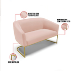 Sofá 2 Lugares Namoradeira Industrial Dourado Stella Veludo R