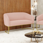 Sofá 2 Lugares Namoradeira Industrial Dourado Stella Veludo R