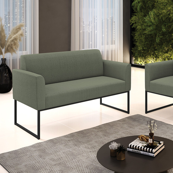 Sofá 2 Lugares Namoradeira Industrial Preto Marisa Bouclê D03