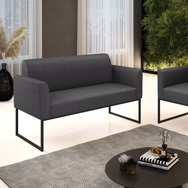 Sofá 2 Lugares Namoradeira Industrial Preto Marisa Bouclê D03