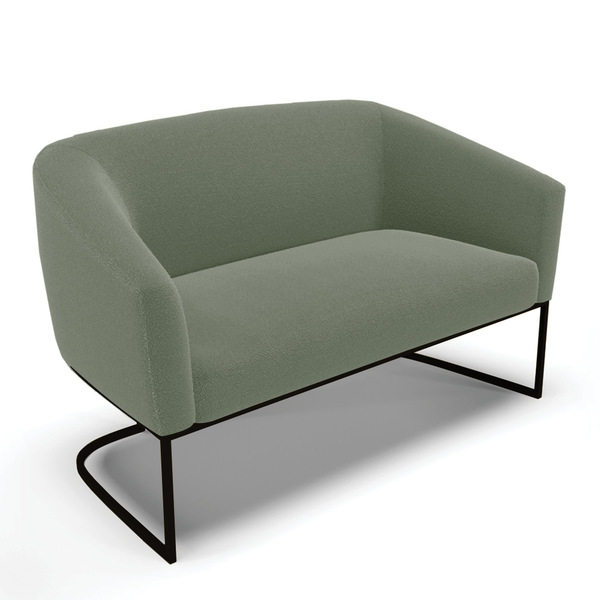 Sofá 2 Lugares Namoradeira Industrial Preto Stella Bouclê D03