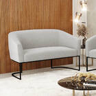 Sofá 2 Lugares Namoradeira Industrial Preto Stella Bouclê D03