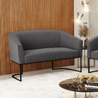 Sofá 2 Lugares Namoradeira Industrial Preto Stella Bouclê Gra