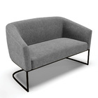 Sofá 2 Lugares Namoradeira Industrial Preto Stella Linho D03