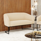 Sofá 2 Lugares Namoradeira Industrial Preto Stella Suede Bege