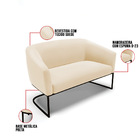 Sofá 2 Lugares Namoradeira Industrial Preto Stella Suede Bege