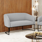 Sofá 2 Lugares Namoradeira Industrial Preto Stella Suede D03