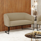Sofá 2 Lugares Namoradeira Industrial Preto Stella Suede D03