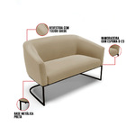Sofá 2 Lugares Namoradeira Industrial Preto Stella Suede D03