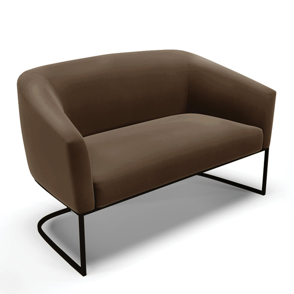 Sofá 2 Lugares Namoradeira Industrial Preto Stella Suede Marr