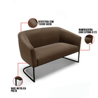 Sofá 2 Lugares Namoradeira Industrial Preto Stella Suede Marr