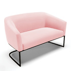 Sofá 2 Lugares Namoradeira Industrial Preto Stella Suede Rosa