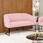 Sofá 2 Lugares Namoradeira Industrial Preto Stella Suede Rosa