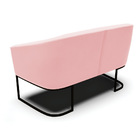 Sofá 2 Lugares Namoradeira Industrial Preto Stella Suede Rosa