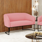 Sofá 2 Lugares Namoradeira Industrial Preto Stella Suede Rosê