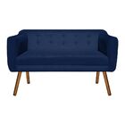 Sofá 2 Lugares Namoradeira Julia Pé Palito Castanho Suede Azu