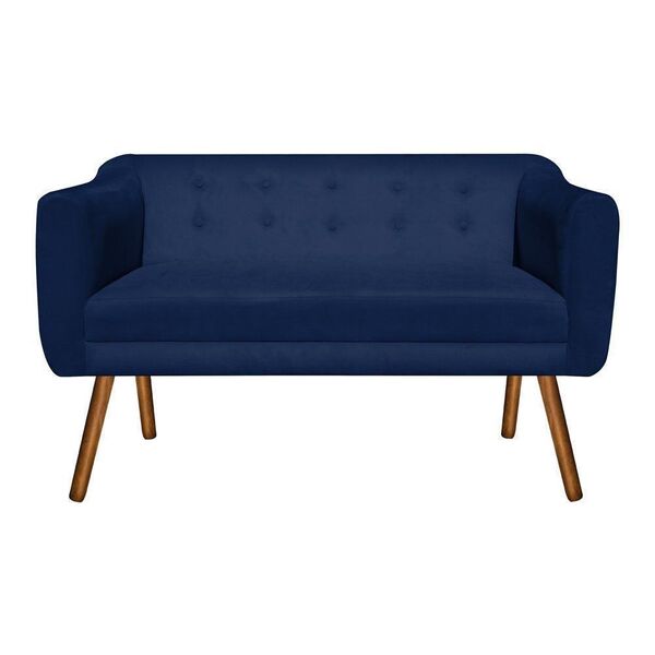 Sofá 2 Lugares Namoradeira Julia Pé Palito Castanho Suede Azu