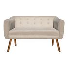 Sofá 2 Lugares Namoradeira Julia Pé Palito Castanho Suede Beg