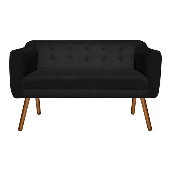 Sofá 2 Lugares Namoradeira Julia Pé Palito Castanho Suede Pre