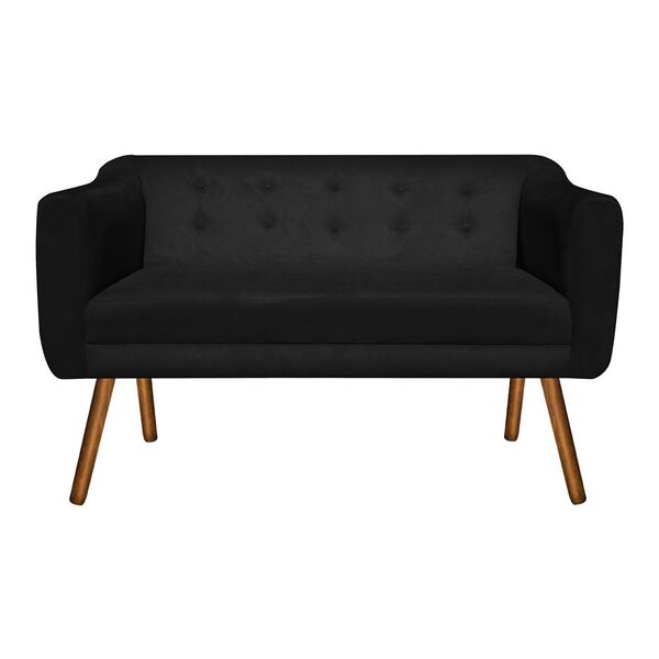 Sofá 2 Lugares Namoradeira Julia Pé Palito Castanho Suede Pre