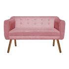 Sofá 2 Lugares Namoradeira Julia Pé Palito Castanho Suede Ros