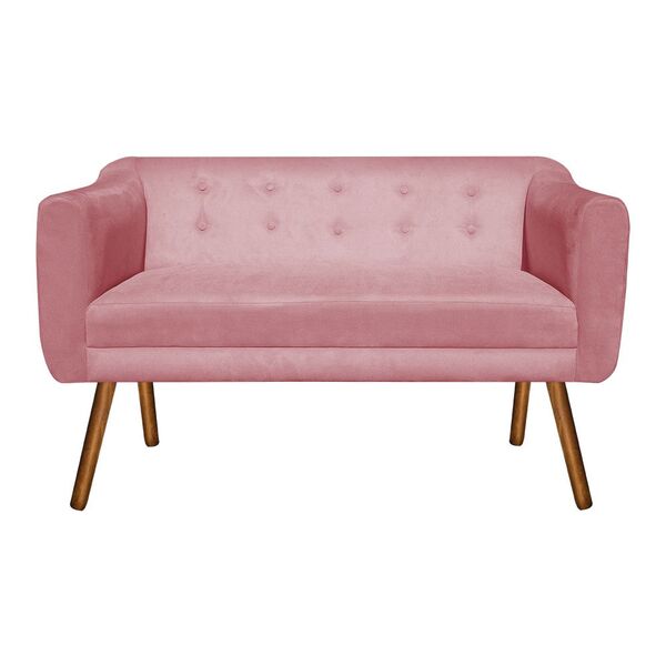 Sofá 2 Lugares Namoradeira Julia Pé Palito Castanho Suede Ros
