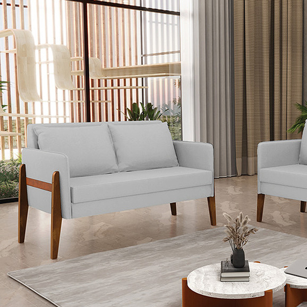 Sofá 2 Lugares Namoradeira Lana Base Madeira Linho D03 - D'ro