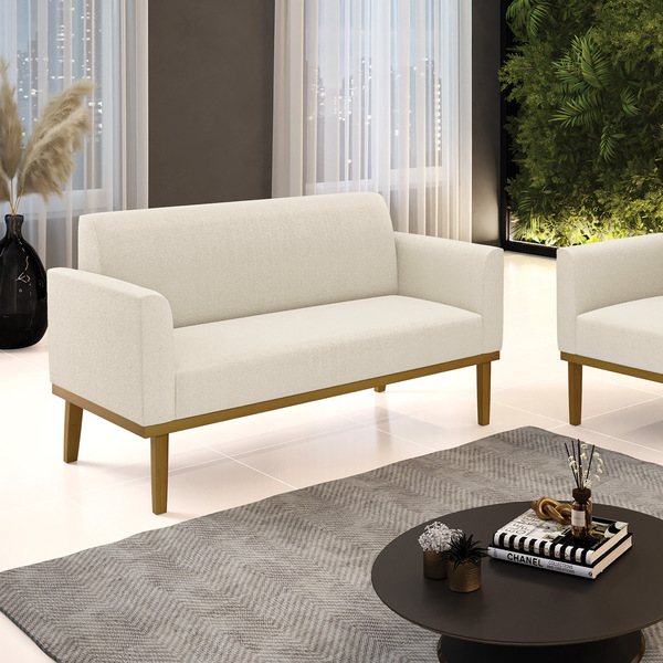 Sofá 2 Lugares Namoradeira Madeira Castanho Marisa Bouclê Beg