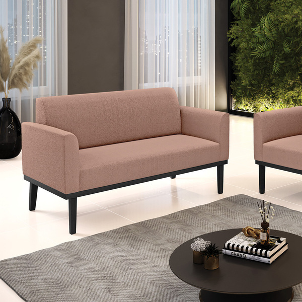 Sofá 2 Lugares Namoradeira Madeira Preto Marisa Bouclê Rosê D