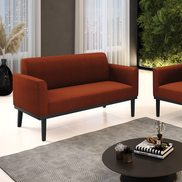 Sofá 2 Lugares Namoradeira Madeira Preto Marisa Bouclê Terra