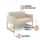 Sofá 2 Lugares Namoradeira Marisa Aço Industrial Dourado Sued