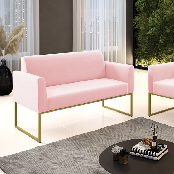 Sofá 2 Lugares Namoradeira Marisa Aço Industrial Dourado Sued