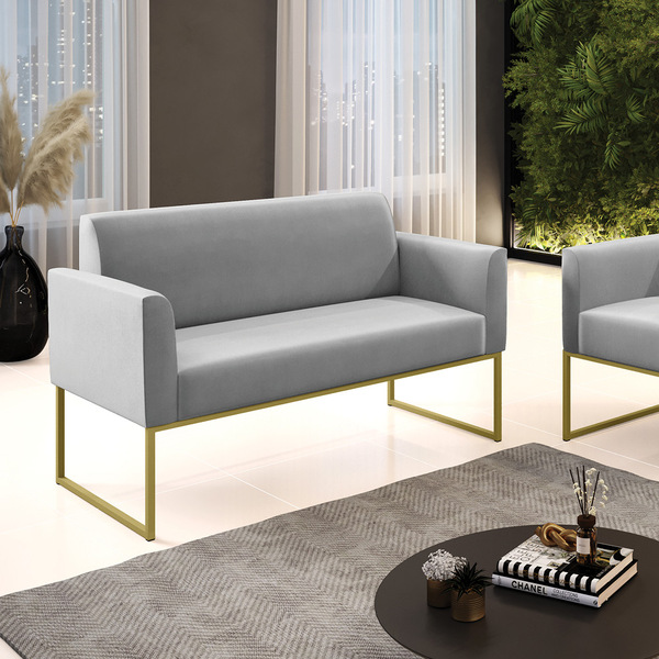 Sofá 2 Lugares Namoradeira Marisa Aço Industrial Dourado Sued