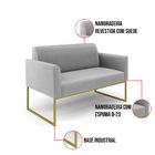 Sofá 2 Lugares Namoradeira Marisa Aço Industrial Dourado Sued